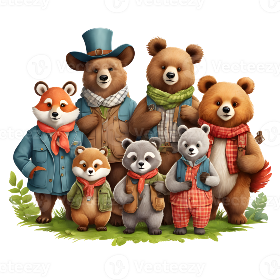 Cute  Bears Clipart Design, Funny Bears clipart, Cute Teddy Bears,  Generative AI png