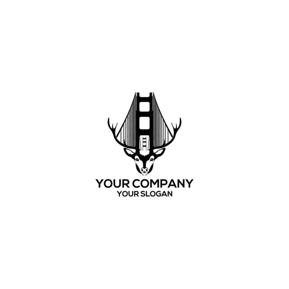 Deer Gate Bridge Logo Design Vector