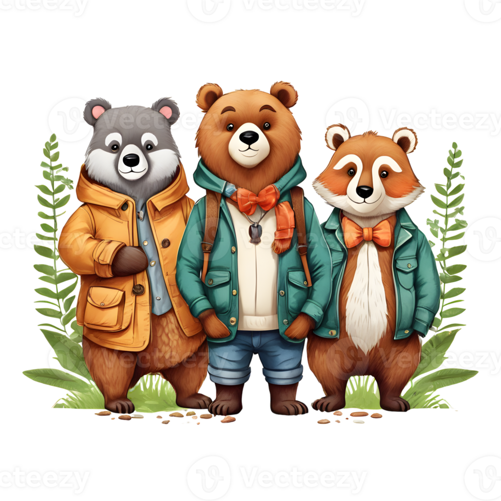 Cute  Bears Clipart Design, Funny Bears clipart, Cute Teddy Bears,  Generative AI png