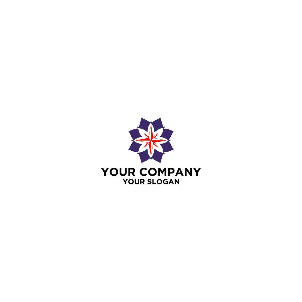 Compass in Flower Logo Design Vector