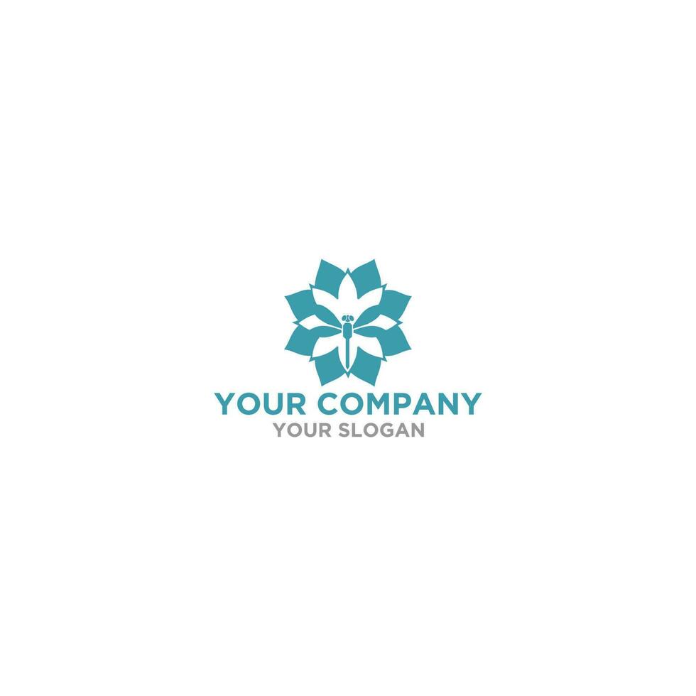 Dragonfly Flower Logo Design Vector