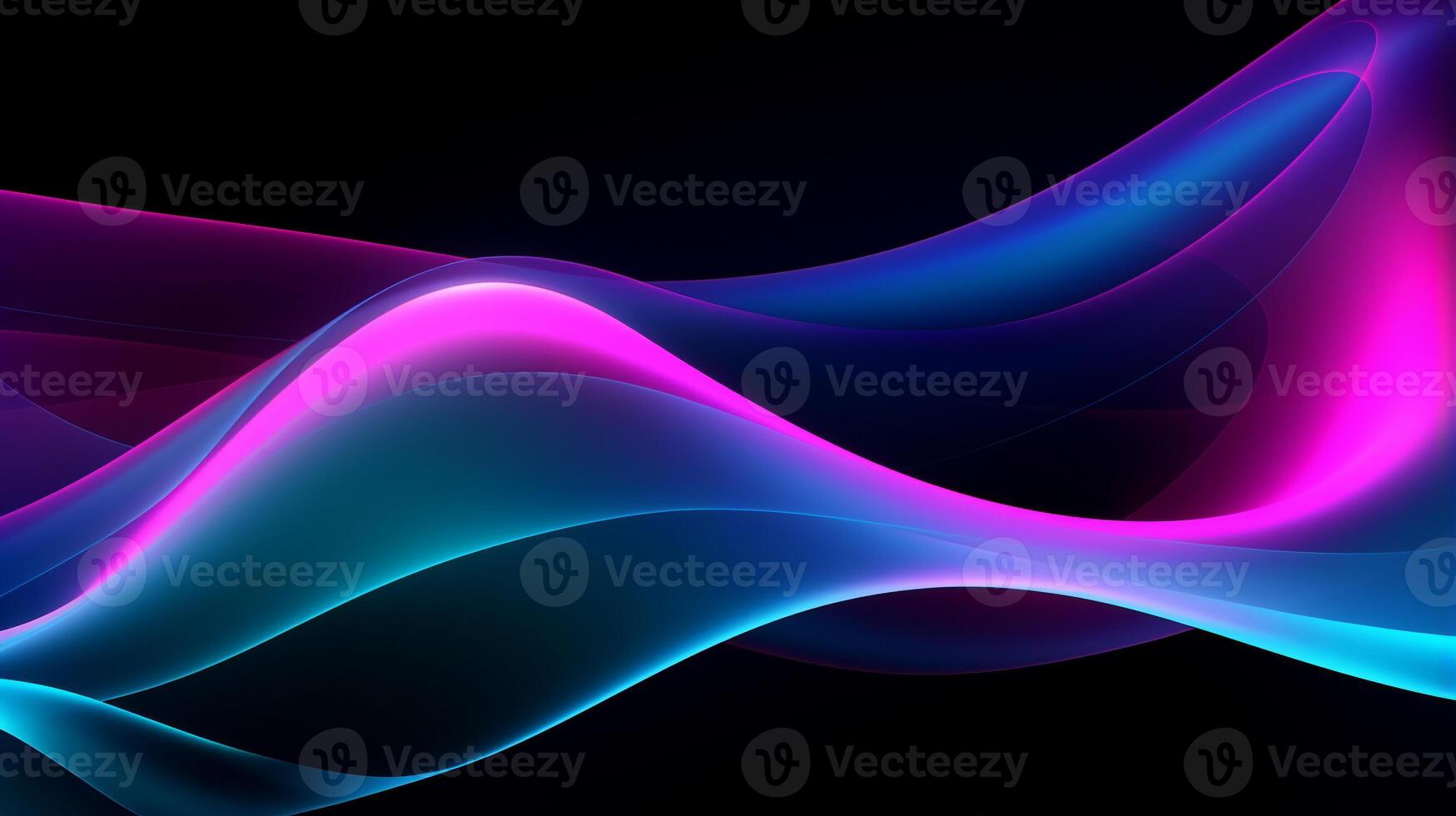 a cool wave pattern with blue green and pink neon light  . Generative AI photo