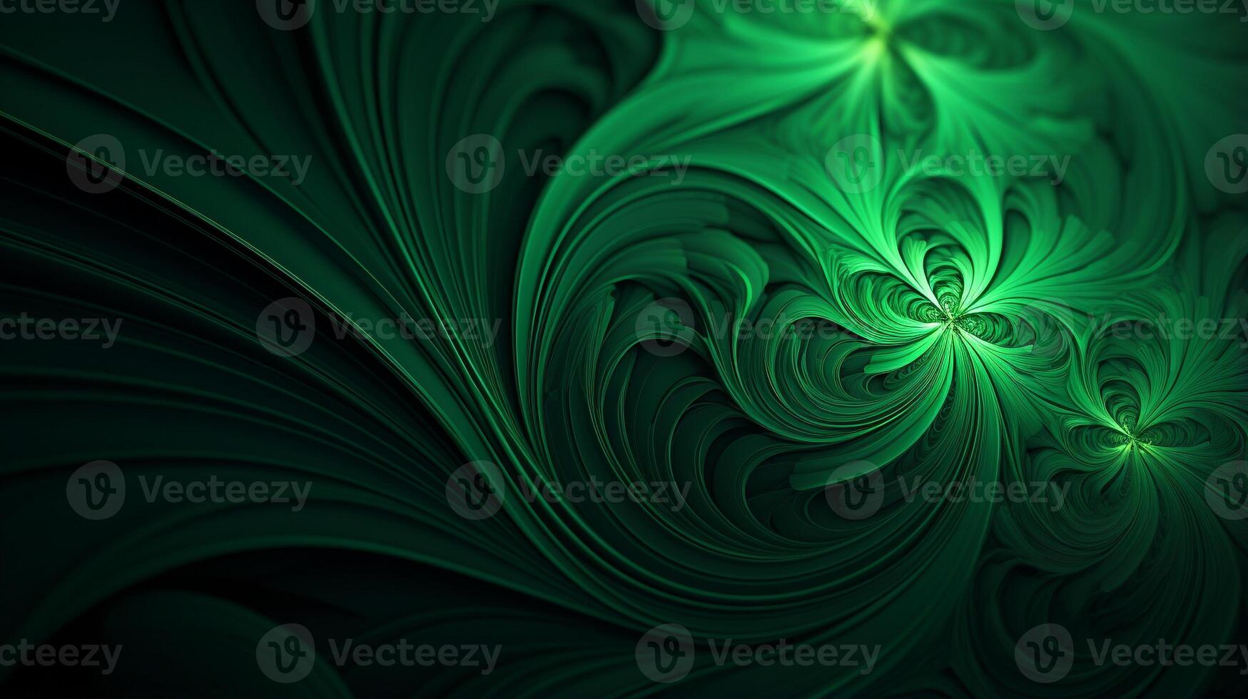 abstract fractal background in green tone color  . Generative AI photo