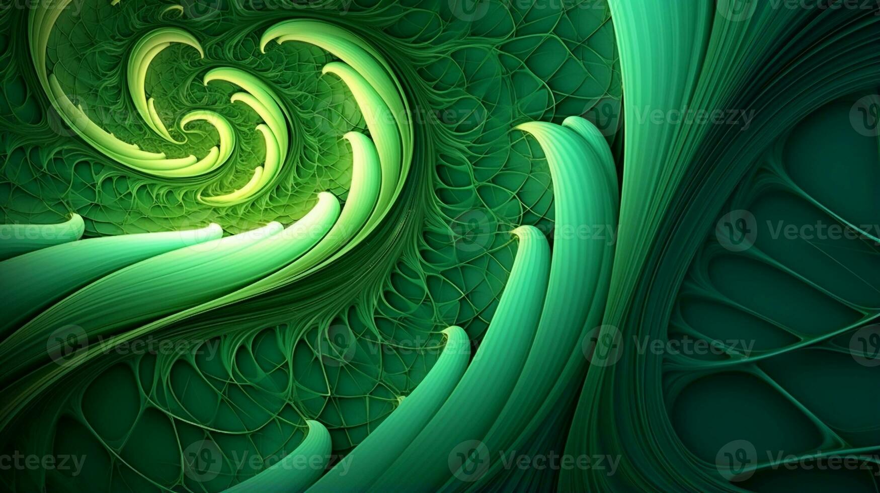 abstract fractal background in green tone color  . Generative AI photo