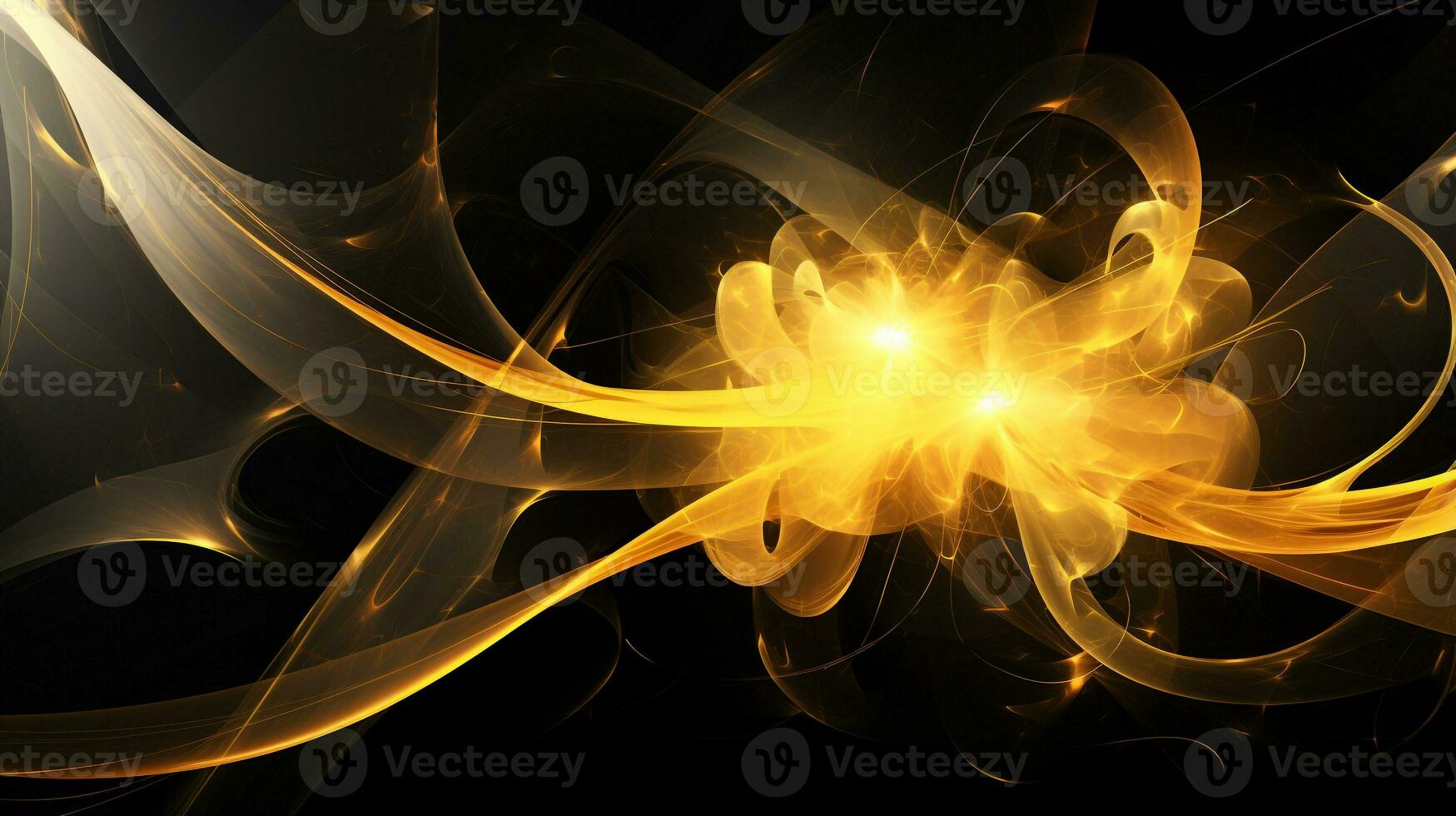 abstract fractal background in black yellow tone color  . Generative AI photo