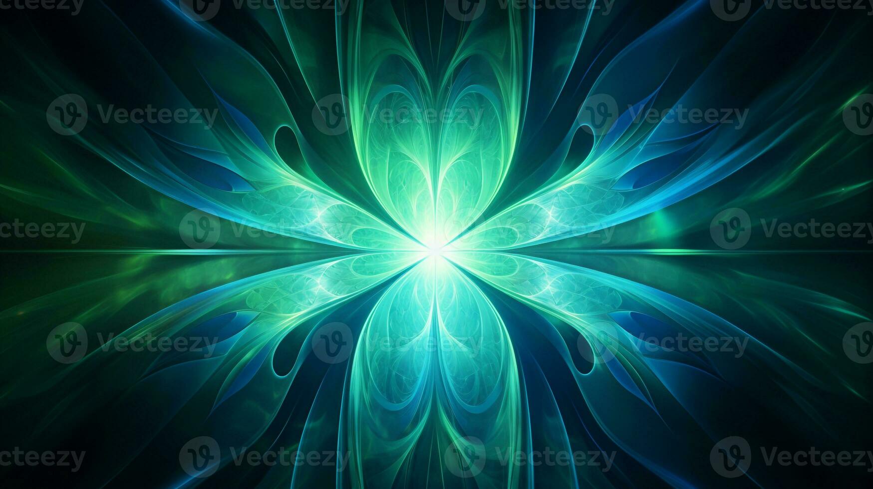 abstract fractal background in blue green tone color  . Generative AI photo