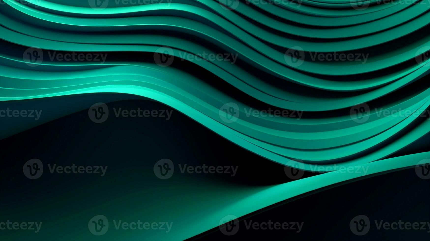 3d wave pattern background in green black color  . Generative AI photo