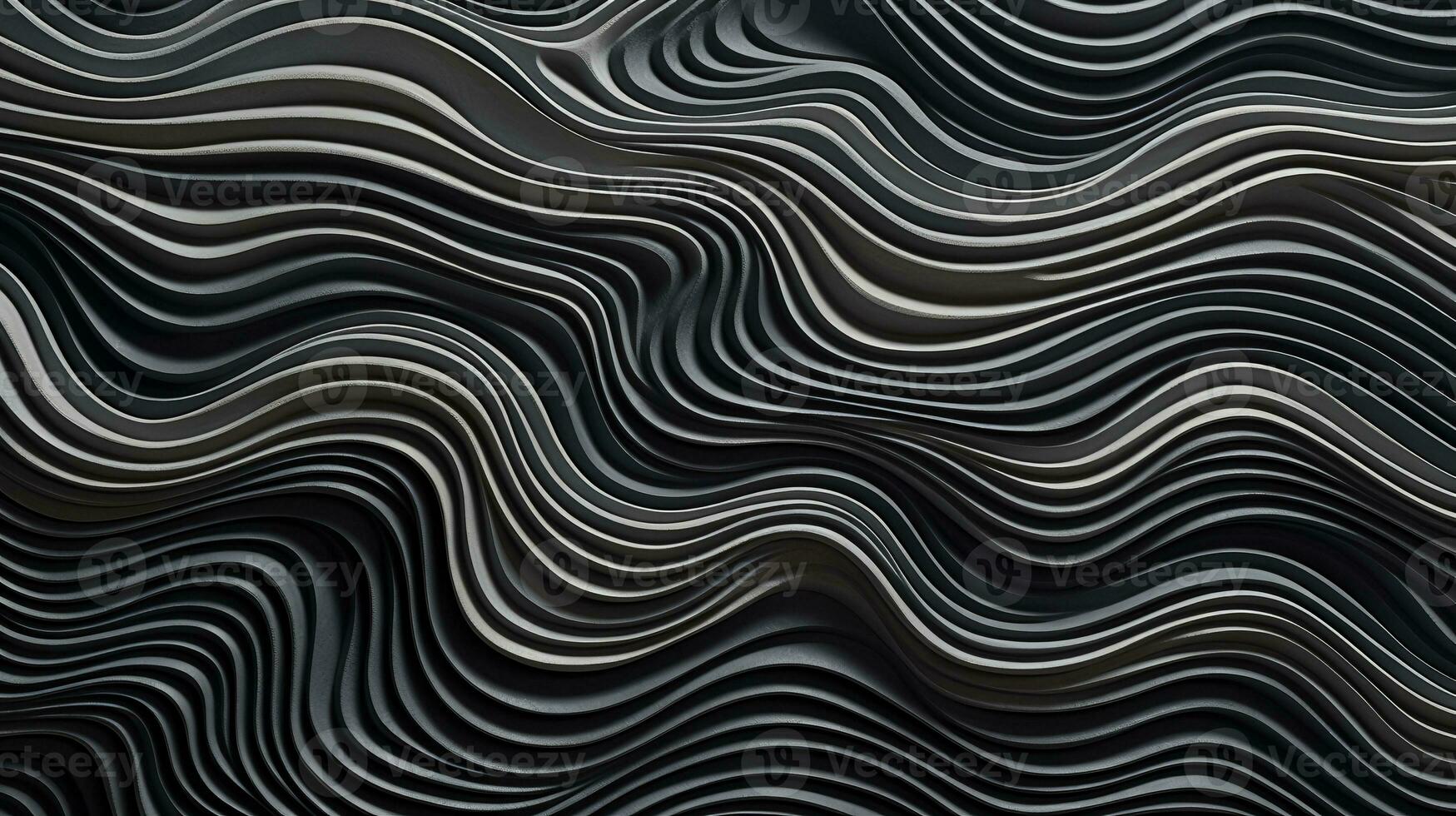 Abstract background of wave pattern in black and white colors. Generative AI photo