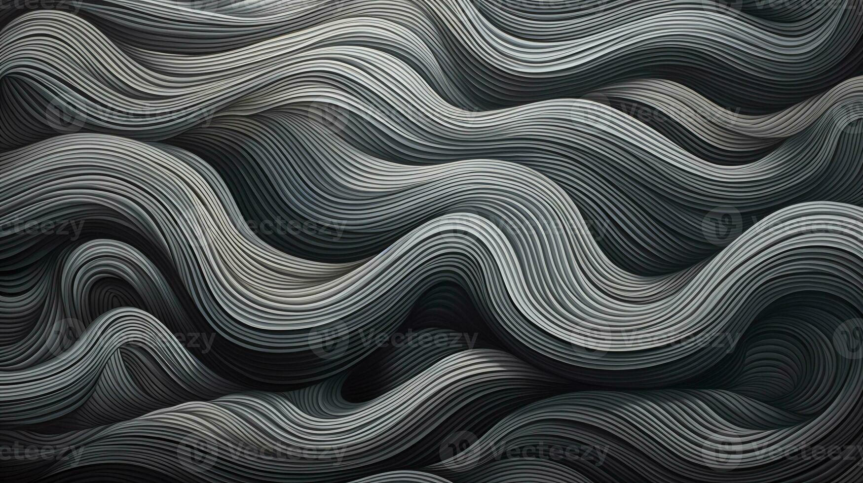 Abstract background of wave pattern in black and white colors. Generative AI photo