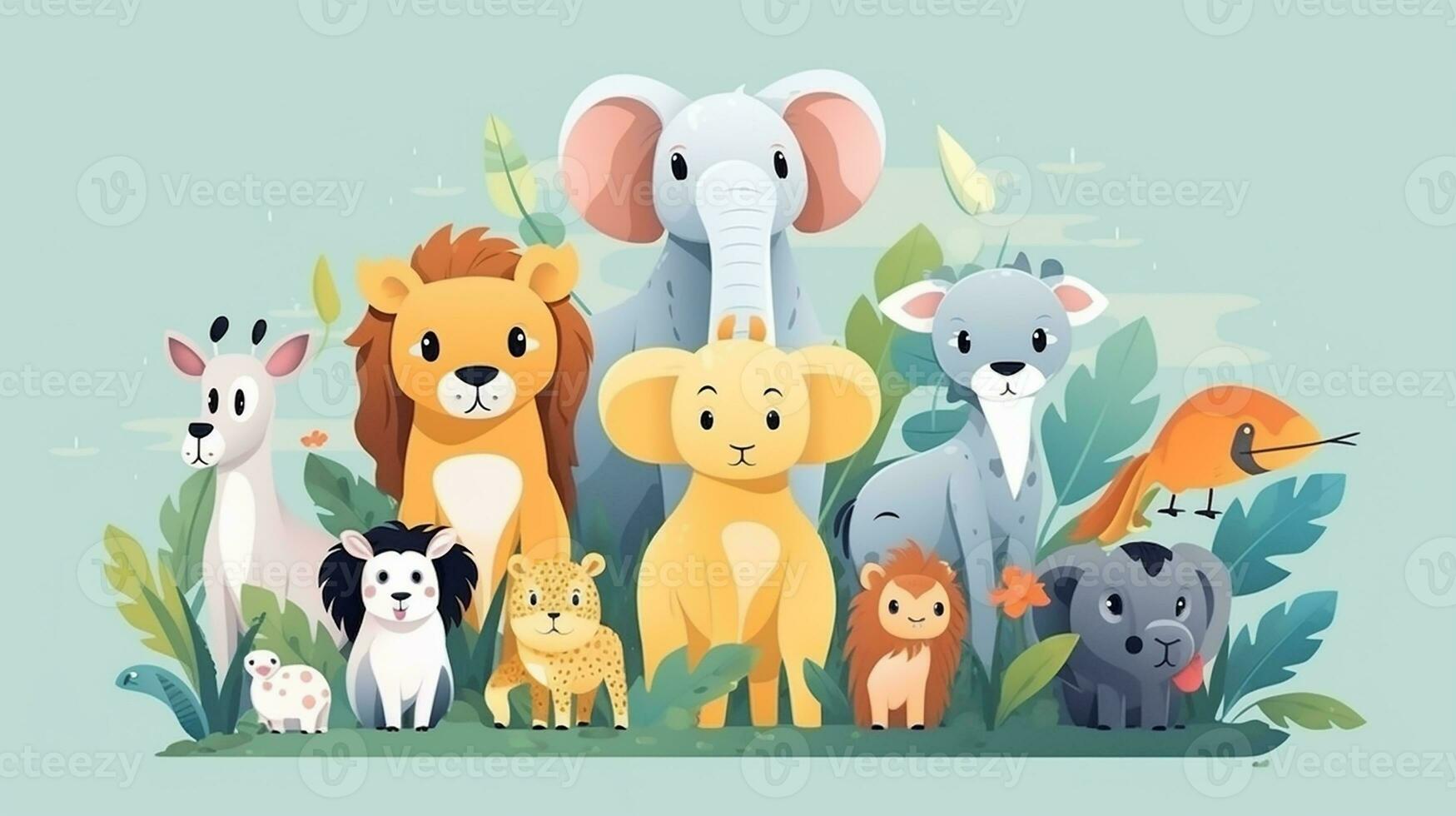 Cute animal in cartoon style. Generative AI photo