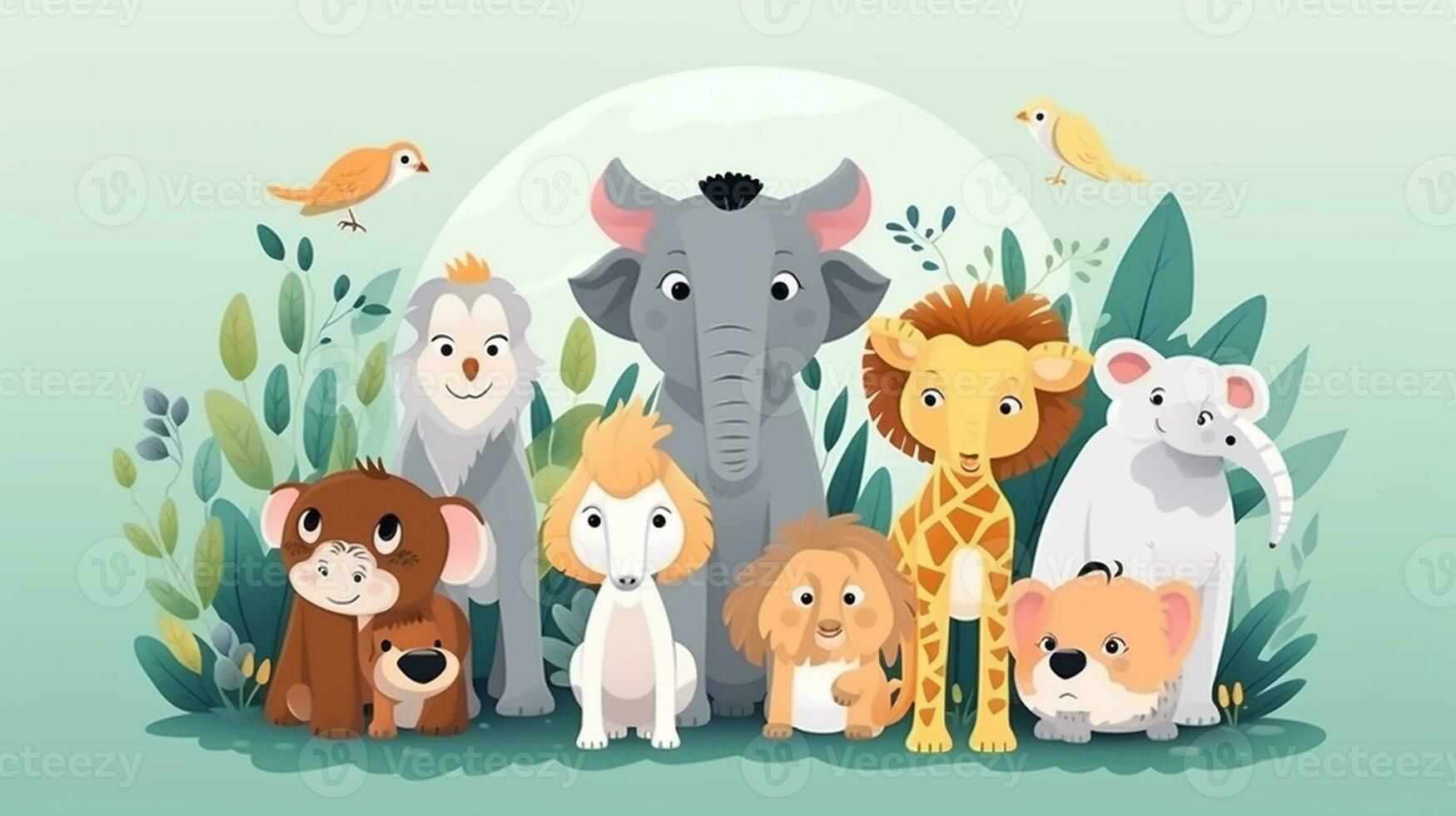 linda animal en dibujos animados estilo. generativo ai foto