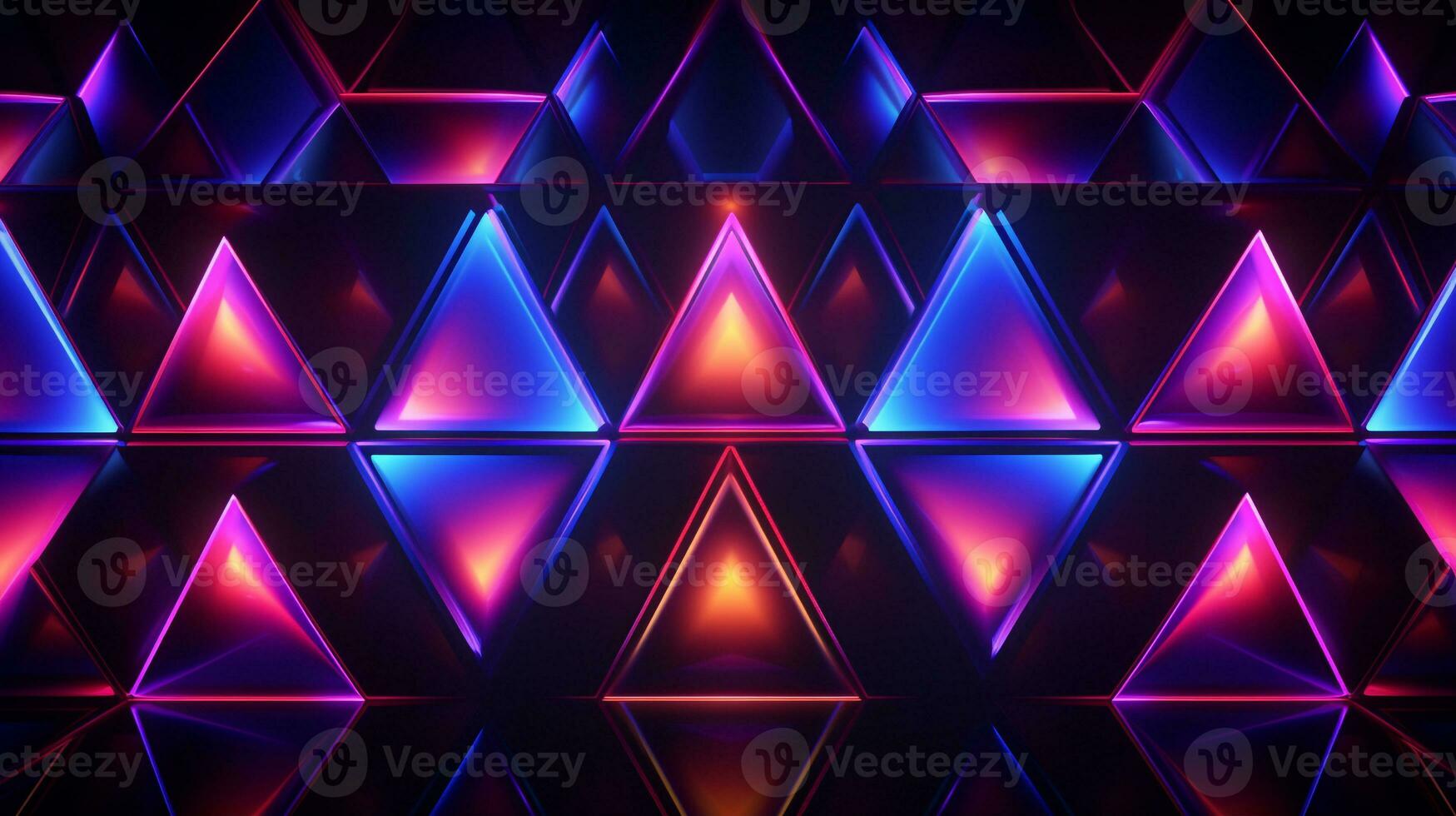 background of geometric triangular pattern with a neon light  . Generative AI photo