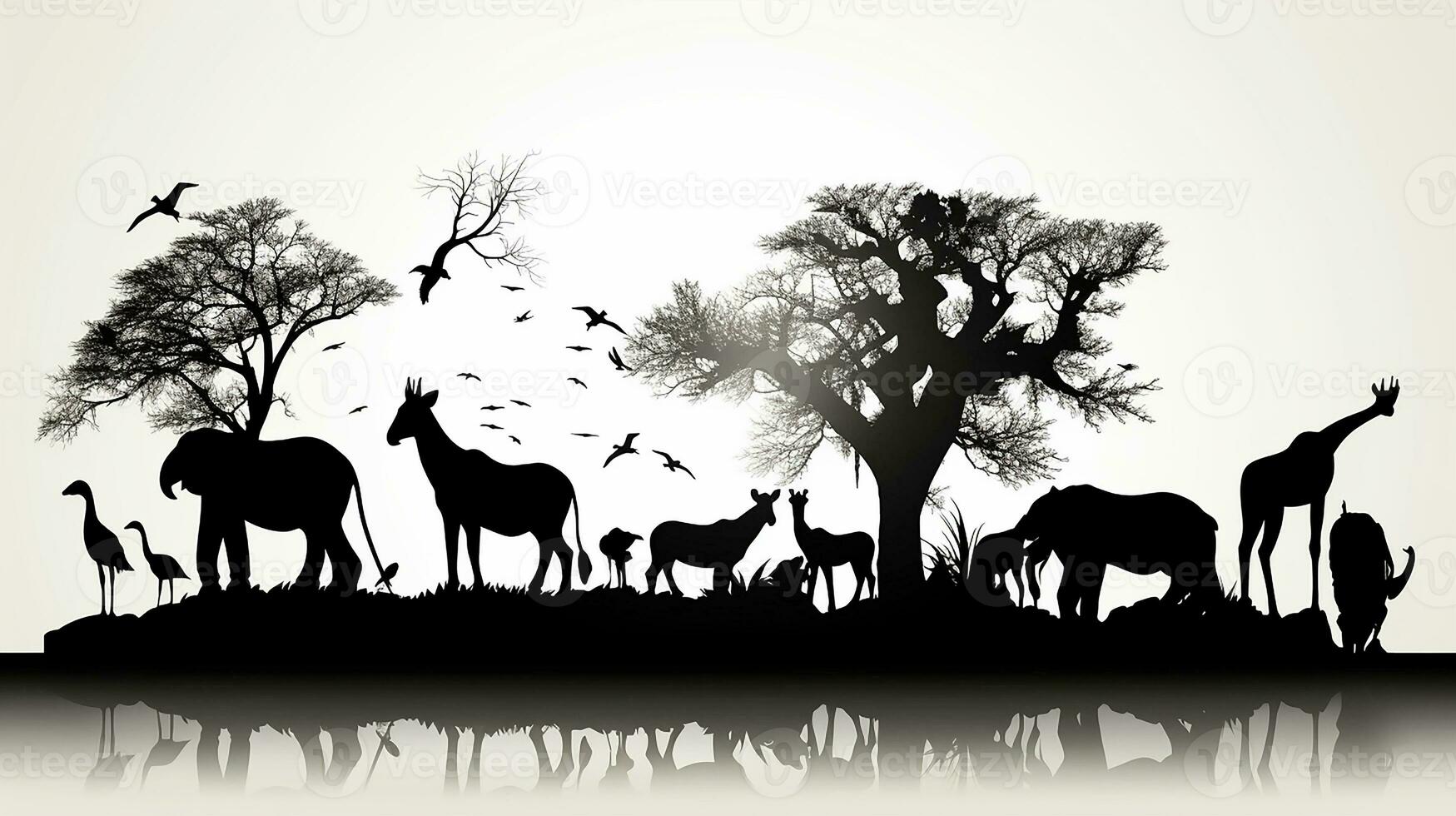 animal silhouette in black color. Generative AI photo