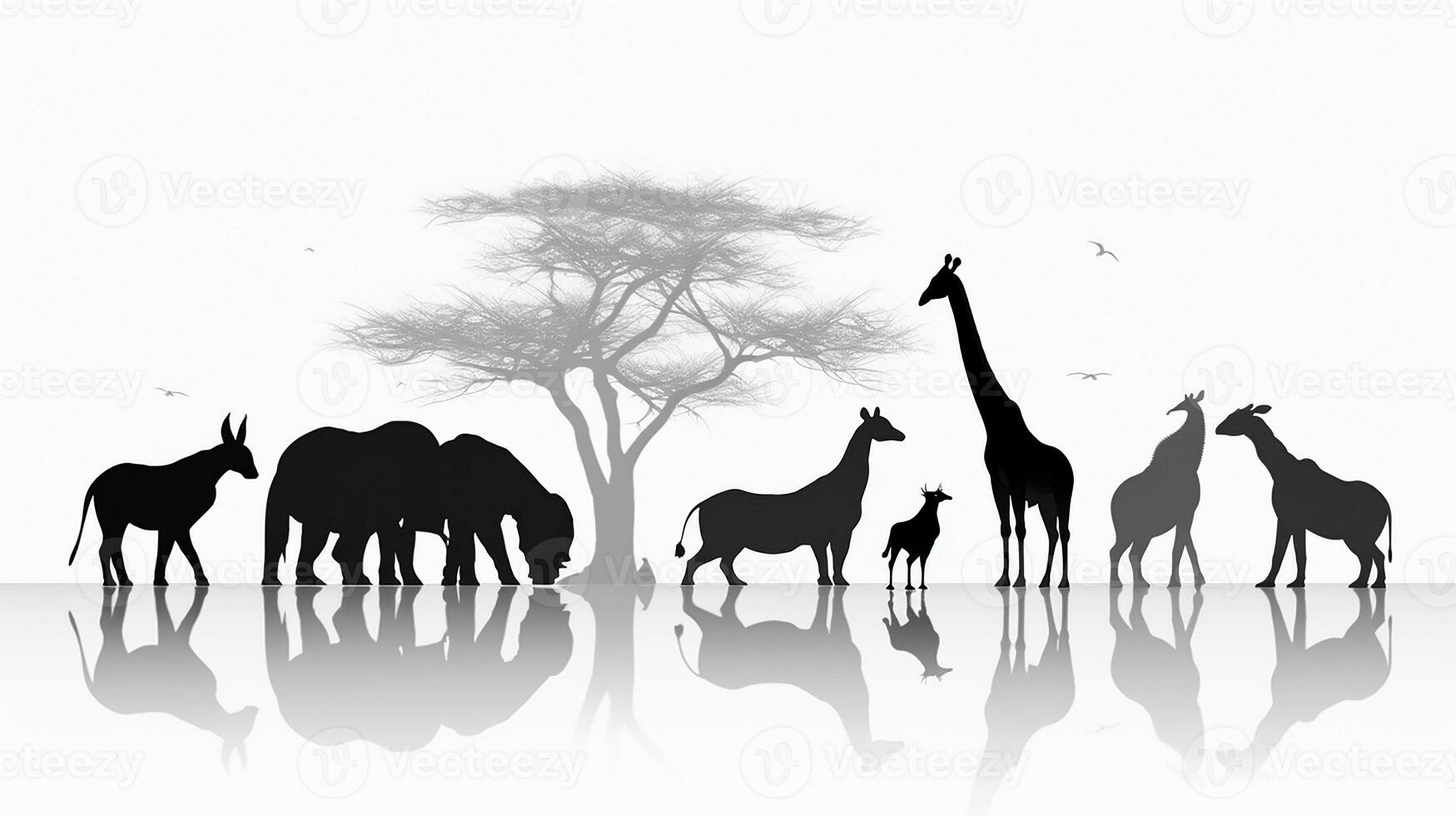 animal silhouette in black color. Generative AI photo