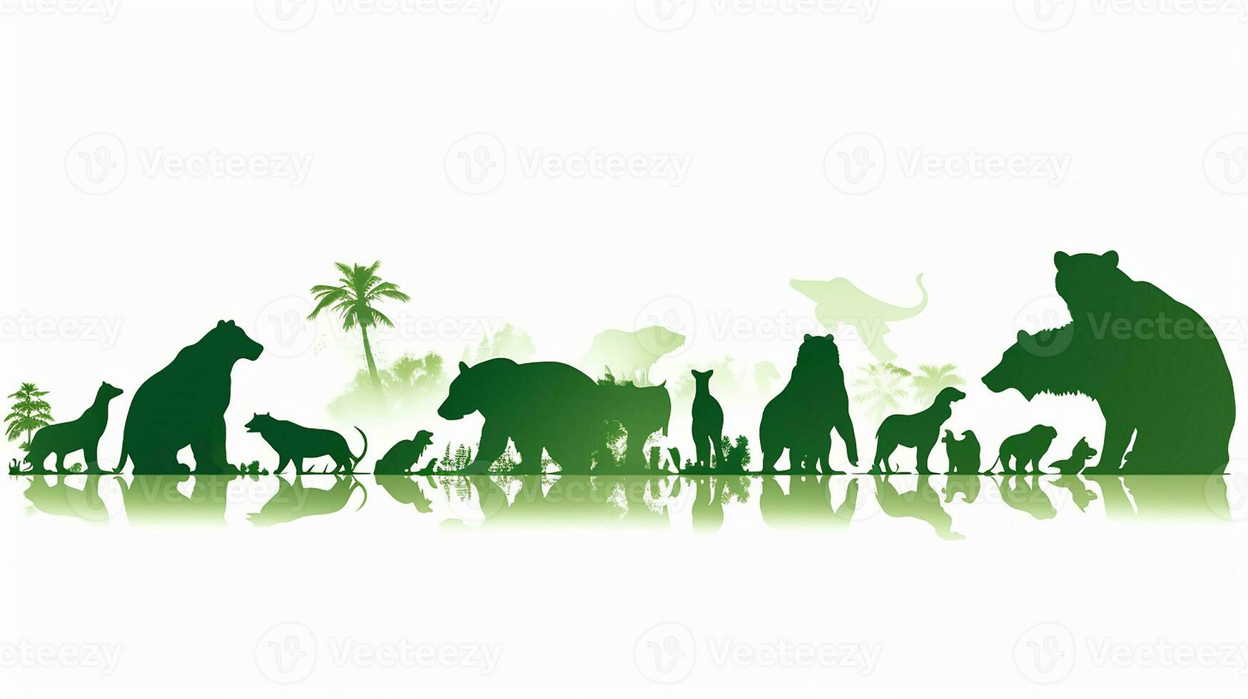 animal silhouette in green color. Generative AI photo