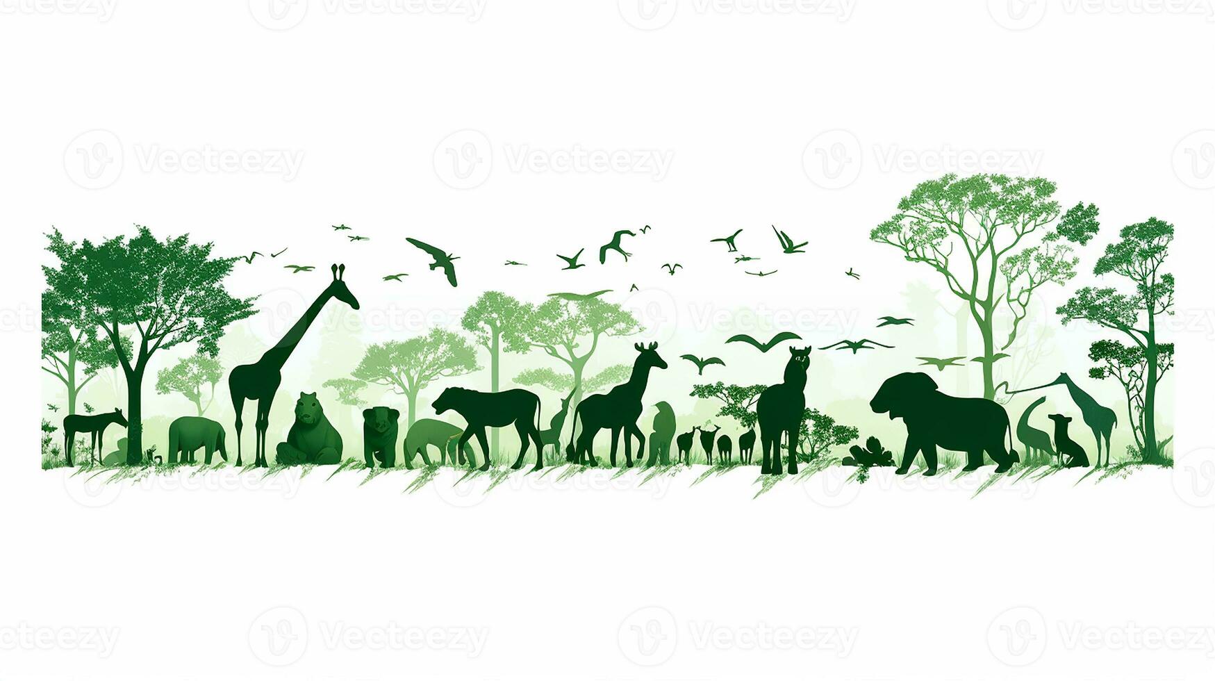 animal silhouette in green color. Generative AI photo