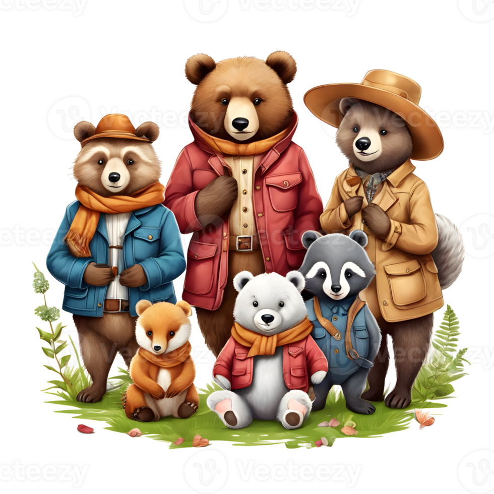 Cute  Bears Clipart Design, Funny Bears clipart, Cute Teddy Bears,  Generative AI png