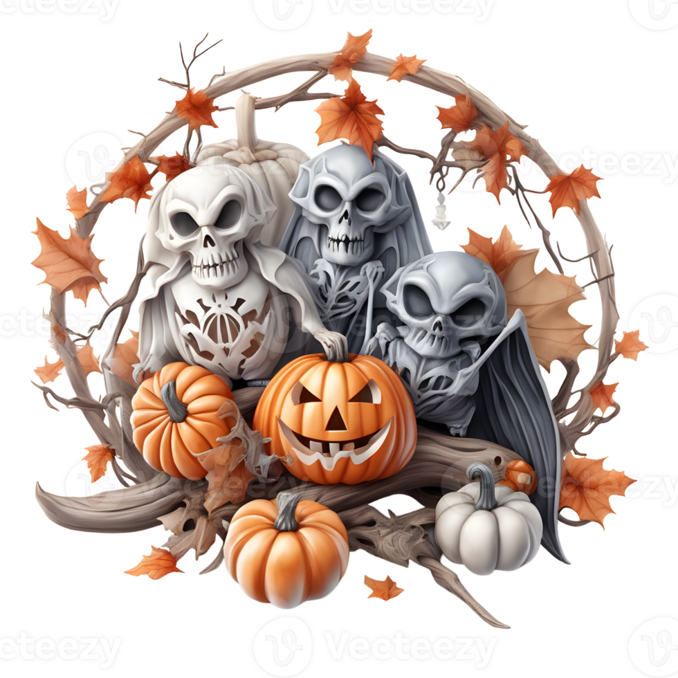 Happy Halloween Day Clipart, Halloween Day composition, Generative AI png