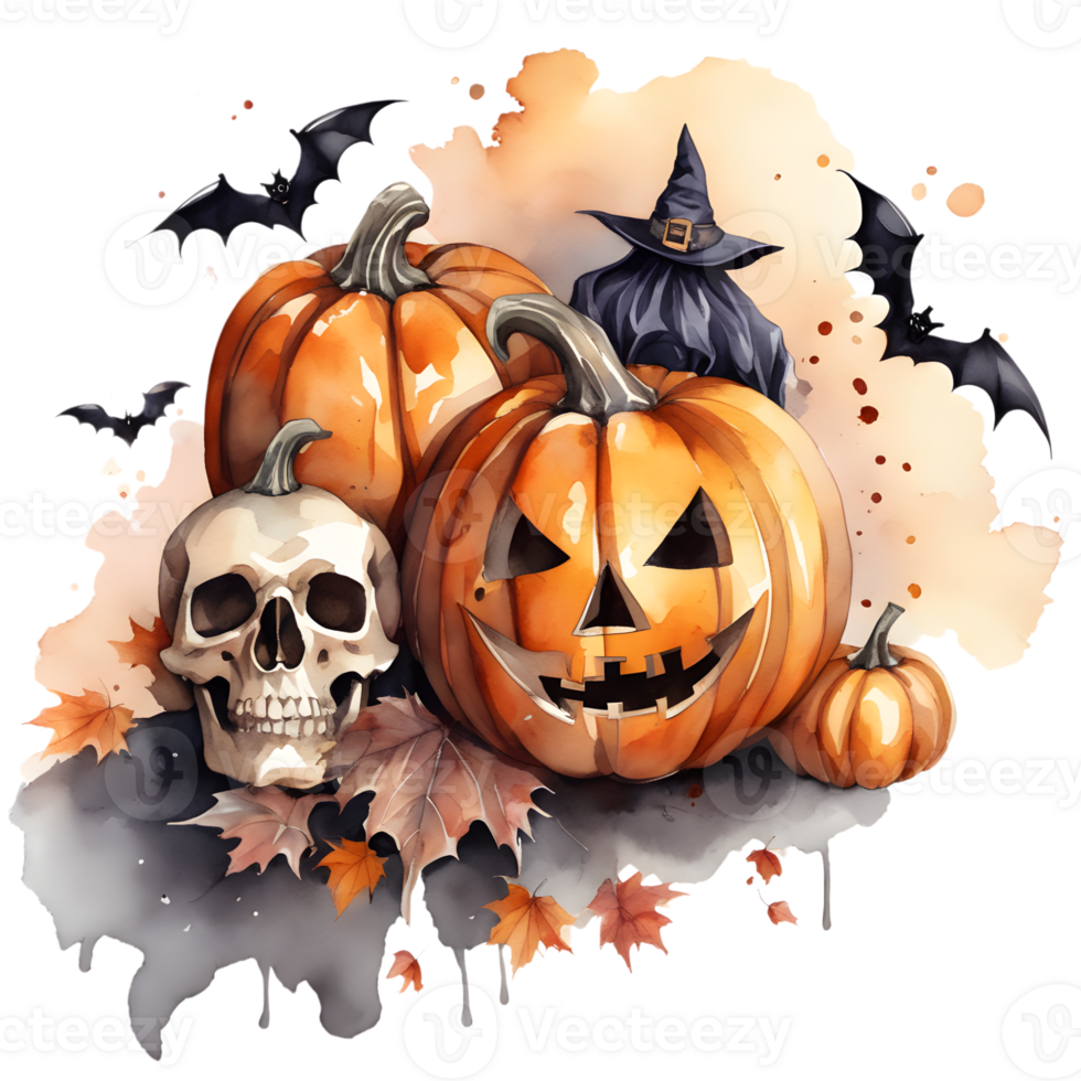 Happy Halloween Day Clipart, Halloween Day composition, Generative AI png