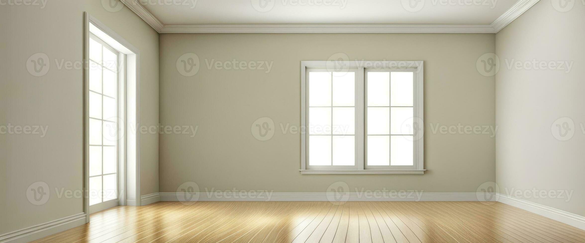Photorealistic Empty Room Horizontal Anamorphic Display For Background Created With Generative AI Technology photo