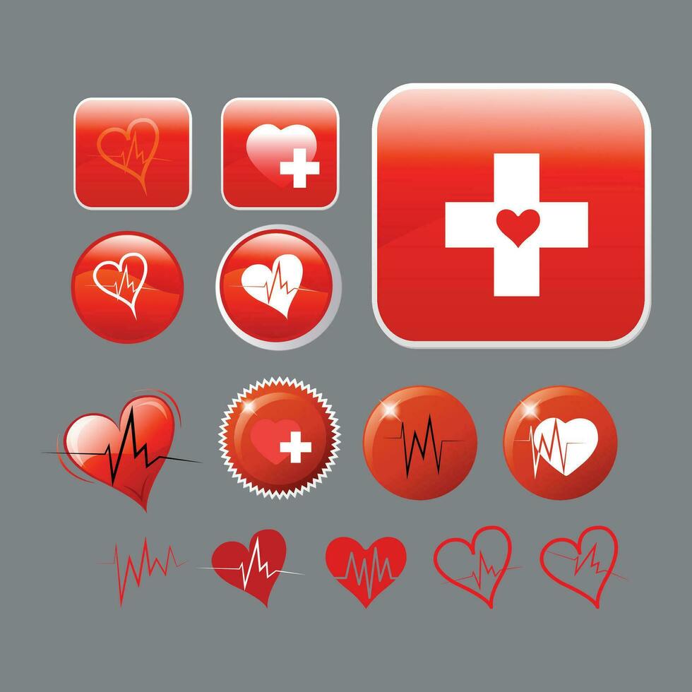 first aid icons set vector