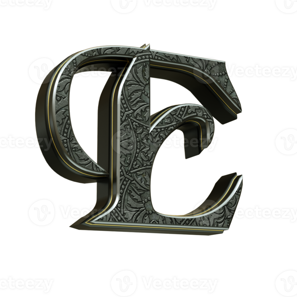 3d render letter medieval png