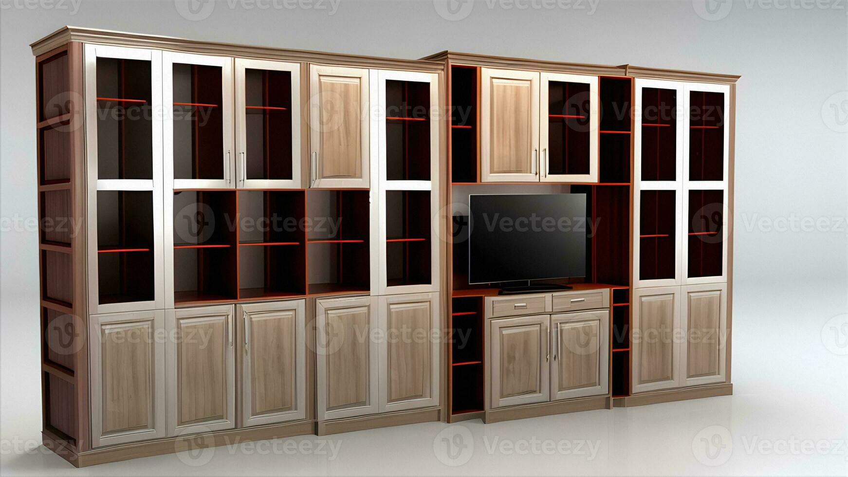 Indoor Close Up Realistic Minimalist Modern Cupboard. AI Generative photo