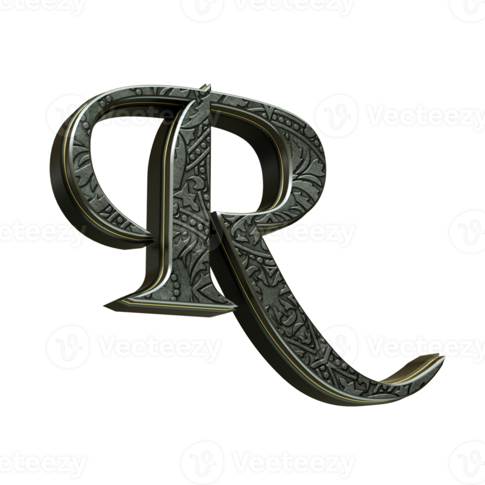 3d render letter medieval png