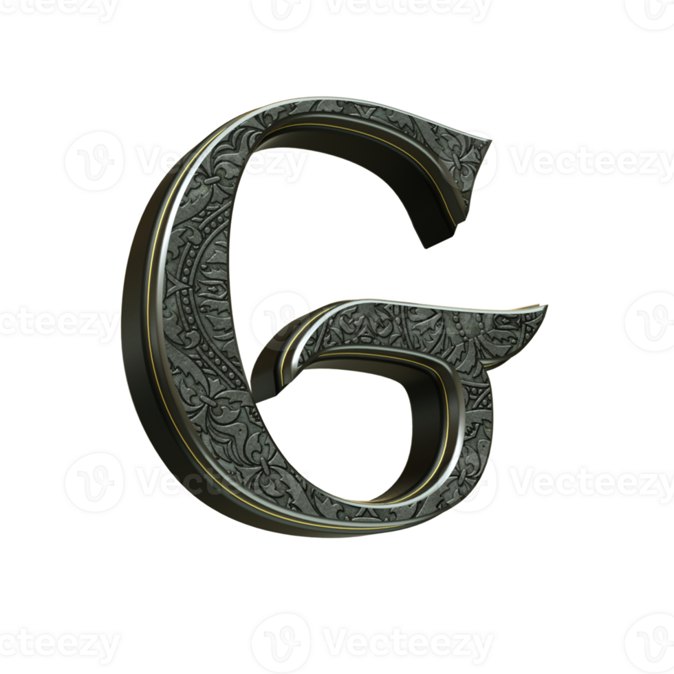 3d render letter medieval png