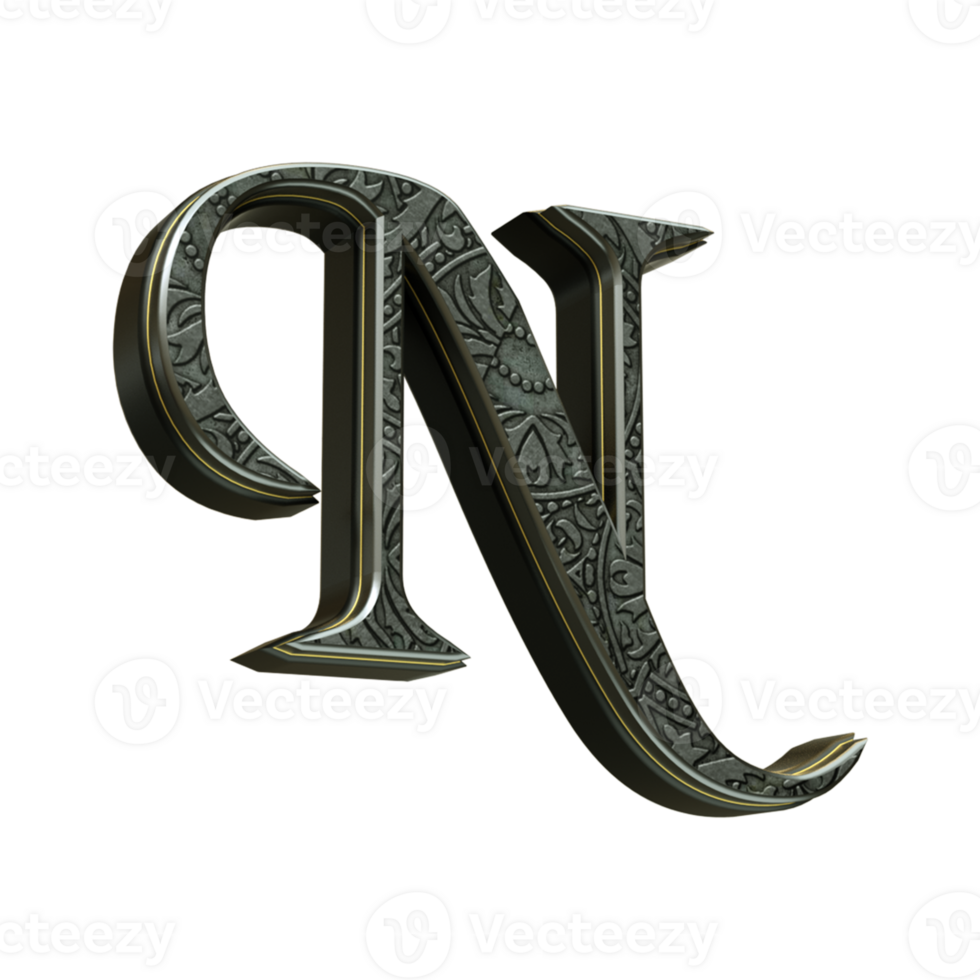 3d render letter medieval png