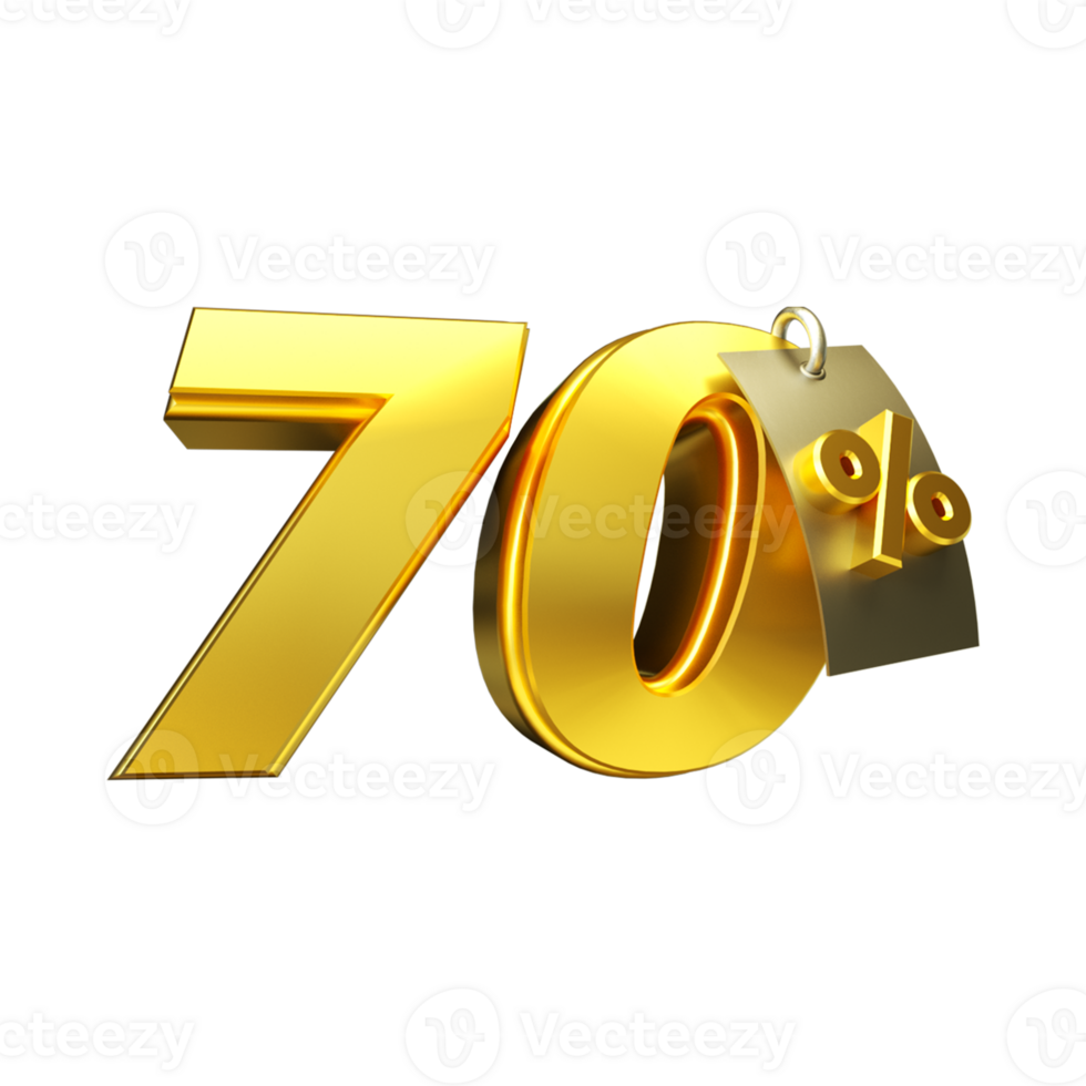 3d render number percent gold png