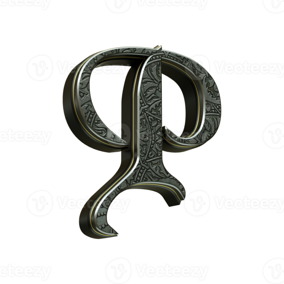 3d render letter medieval png