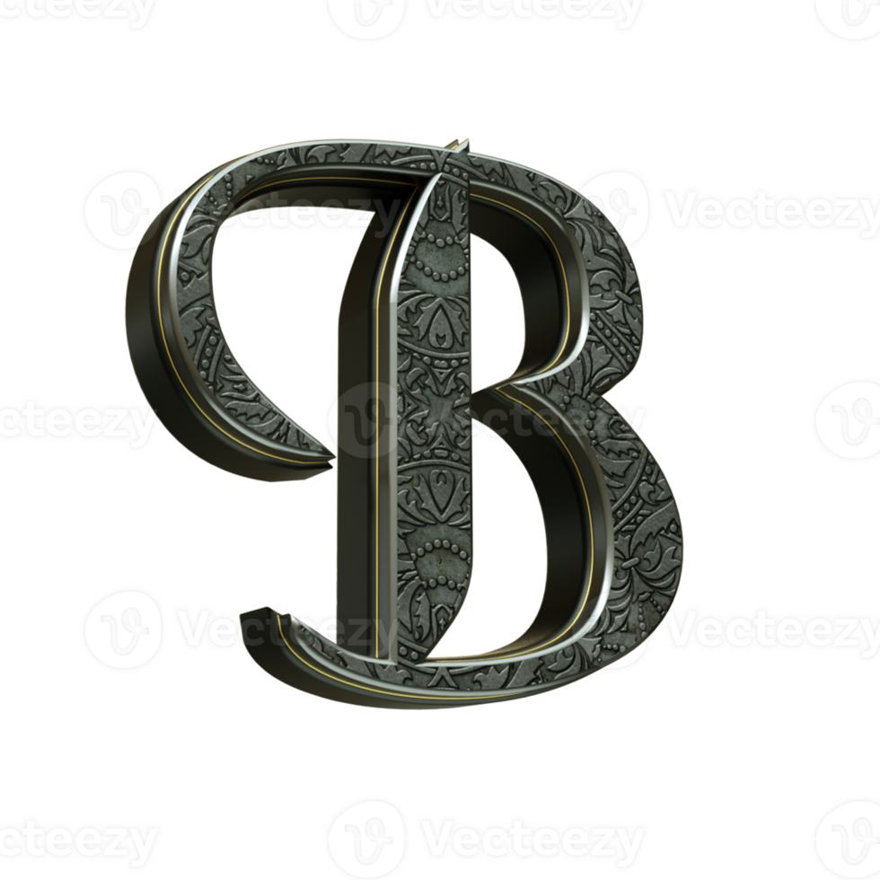 3d render letter medieval png