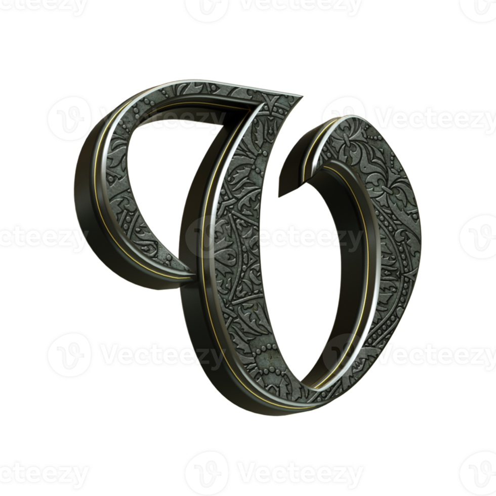 3d render letter medieval png