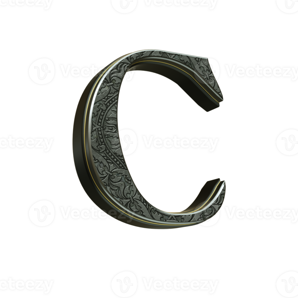 3d render letter medieval png