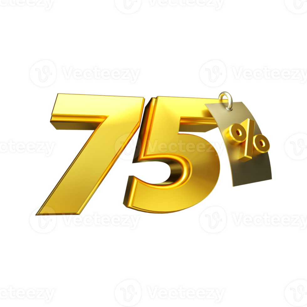 3d render number percent gold png