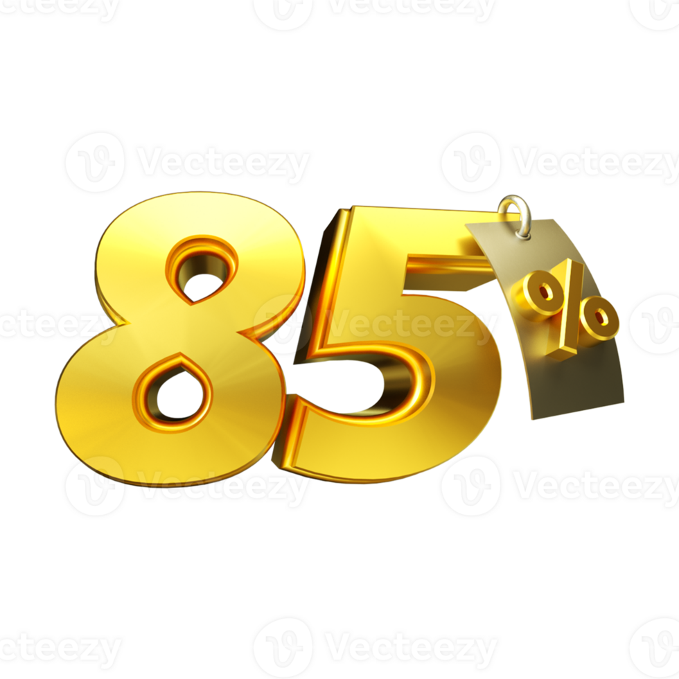 3d render number percent gold png