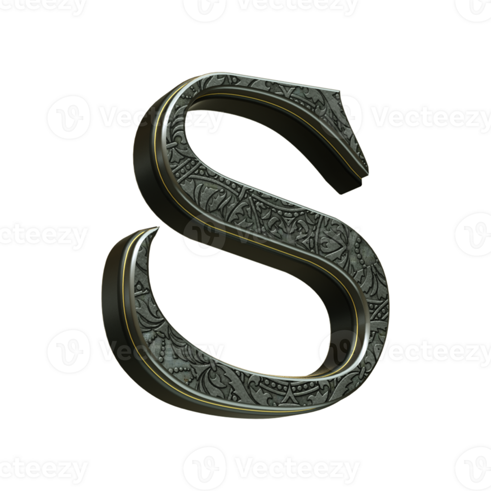 3d render letter medieval png