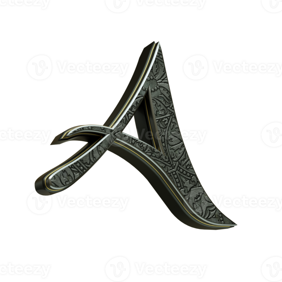 3d render letter medieval png