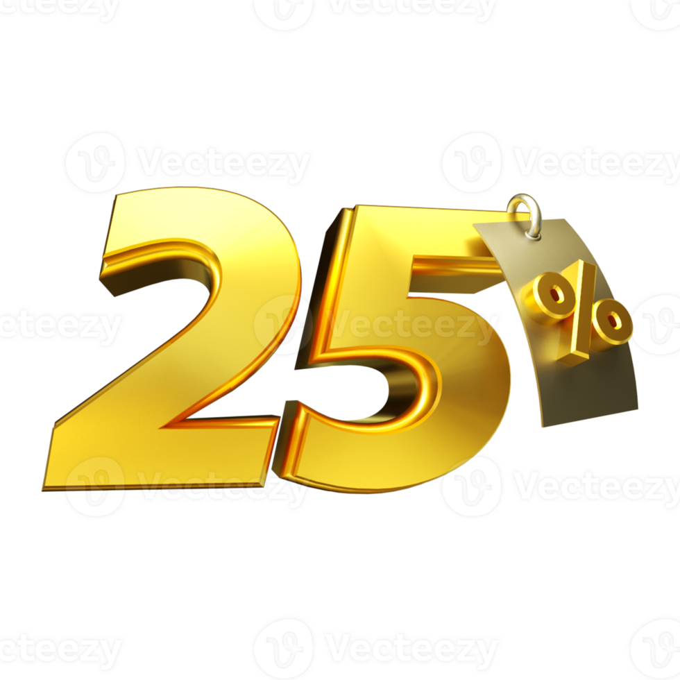 3d render number percent gold png