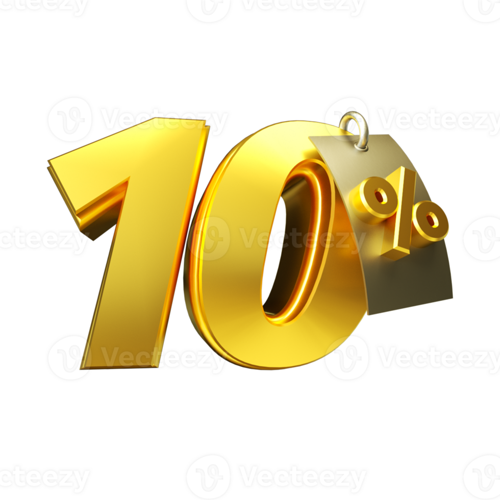 3d render number percent gold png