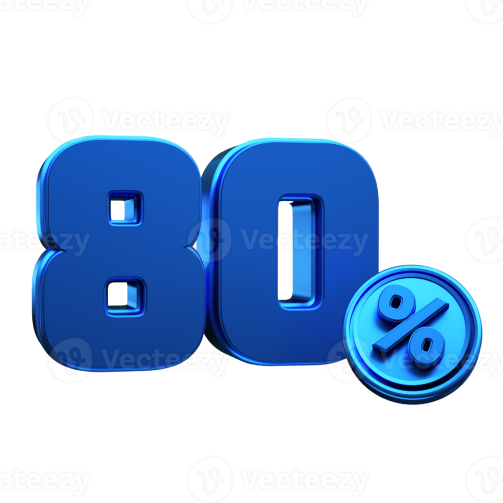 3d rendered number percent blue png