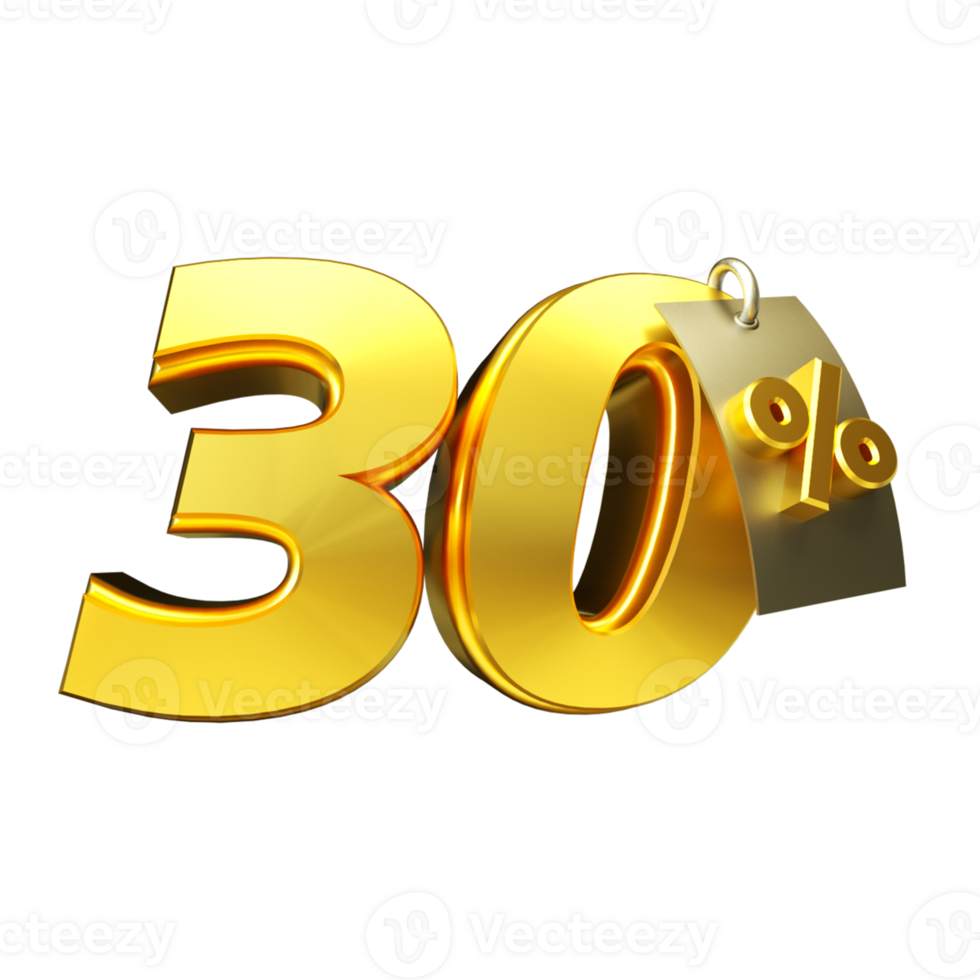 3d render number percent gold png