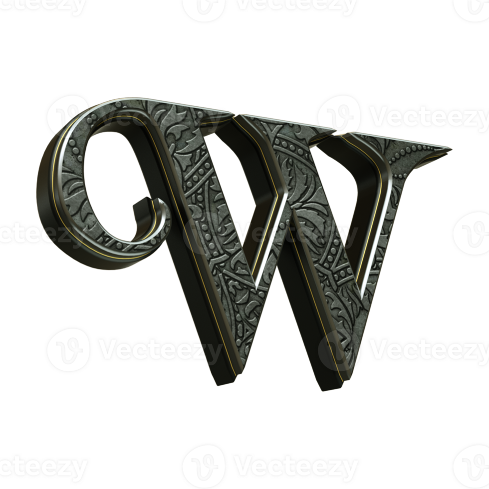 3d render letter medieval png