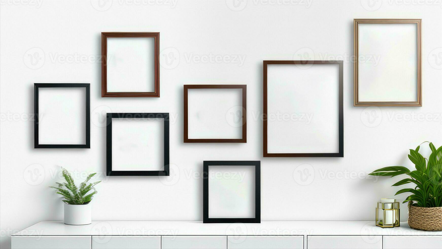 Photorealistic minimalist frames indoor decorations for background created with ai generative photo