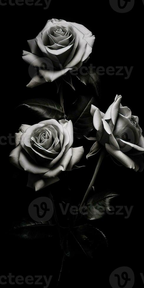 Spellbinding closeup portrait of roses, eternal melancholy, AI Generated photo