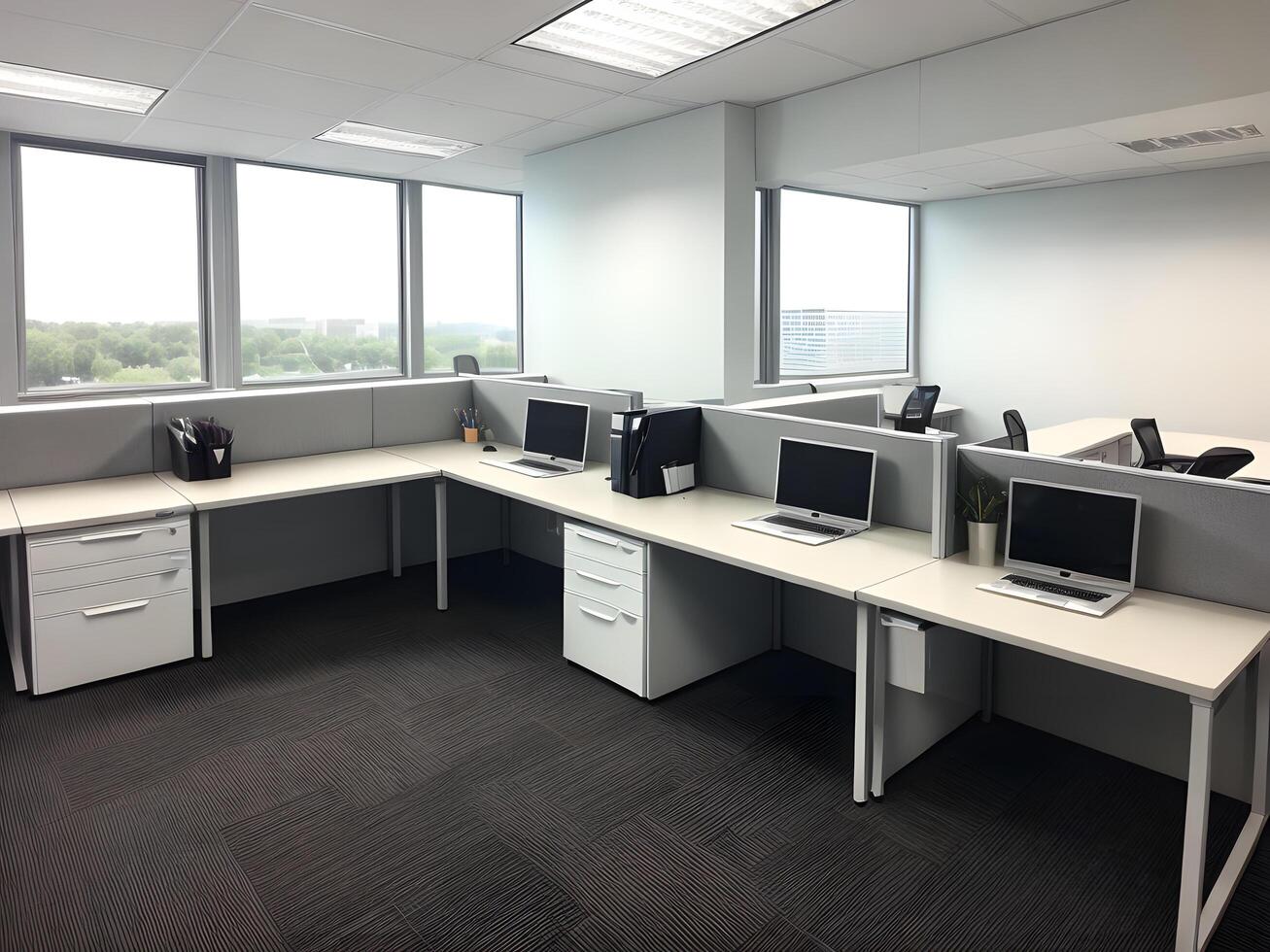 Bright indoor interior mini work office environment design. photo