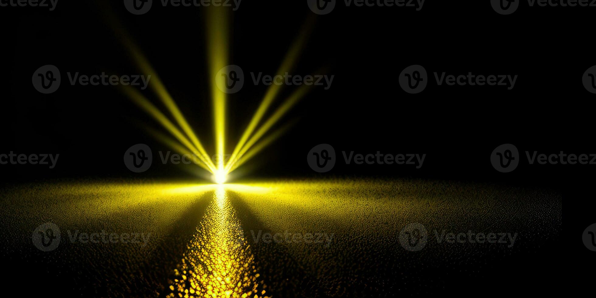 Shining warm yellow light effect in the dark for background created with ai generative photo