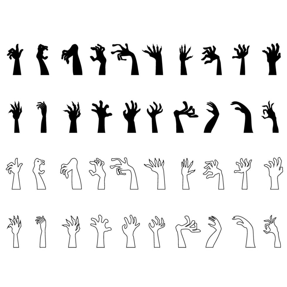 Zombie hand icon vector set. Hand illustration sign collection. Halloween symbol.