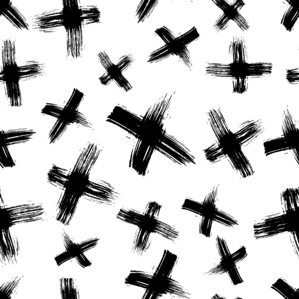 Seamless pattern with hand drawn cross symbols vector